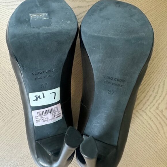 Lanvin Paris, Vero Cuoio, Grey Leather, Jewel Embellished Heels, Signed - Picture 6 of 7